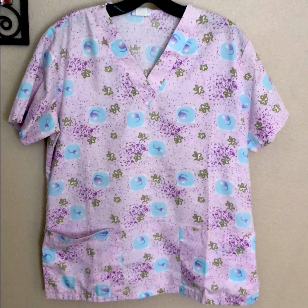 Chy Mik Cotton scrub top flower print size small